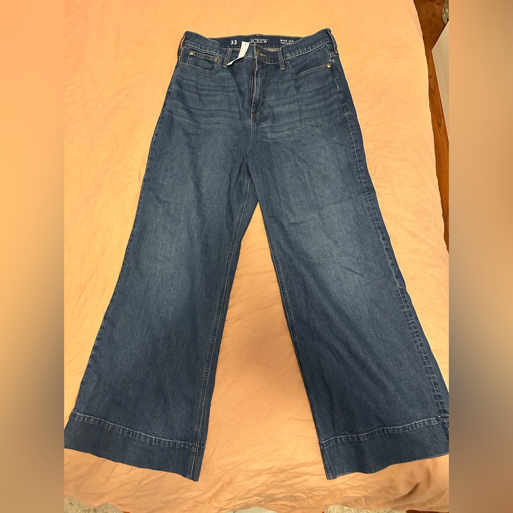 J Crew Wide-Leg Trouser Jeans NWT Size 33